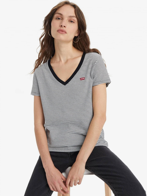Футболка бавовняна жіноча Levi's Perfect Vneck 85341-0004 S Annalise Stripe (5400816653653) - зображення 4