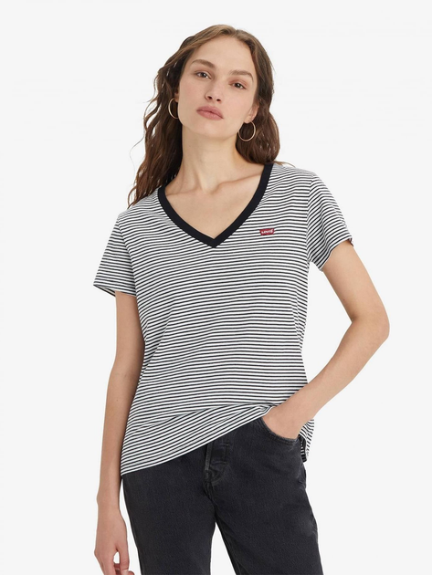 Футболка бавовняна жіноча Levi's Perfect Vneck 85341-0004 XL Annalise Stripe (5400970975356) - зображення 1