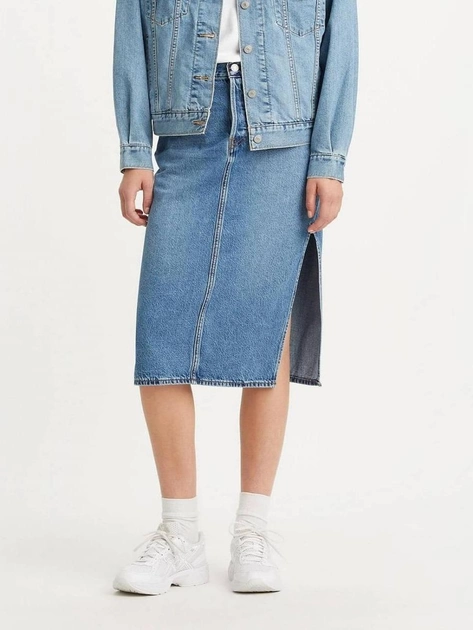 Spódnica jeansowa damska midi Levi's Side Slit Skirt A4711-0000 28 Niebieska (5401105466046) - obraz 1