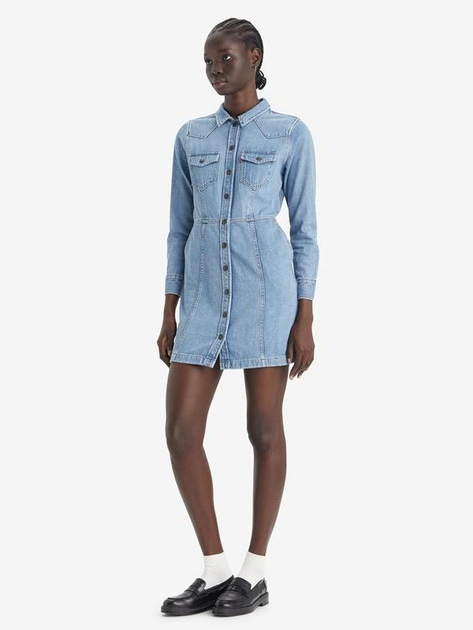 Sukienka koszulowa damska jeansowa Levi's Flynn Western Core Dress A7592-0001 L Niebieska (5401128681259) - obraz 3