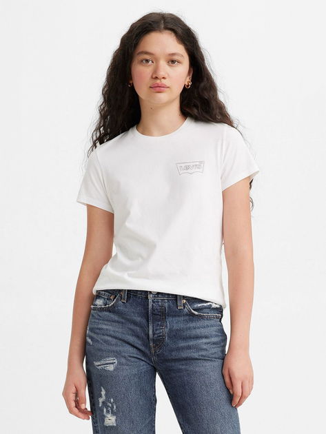 Футболка бавовняна жіноча Levi's The Perfect Tee 17369-2434 L Shimmer Bw Outline Brig (5401128682171) - зображення 1