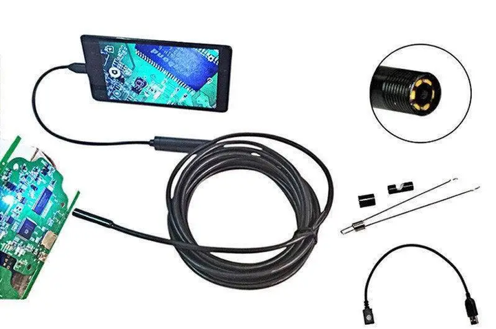 Эндоскопическая камера USB с подсветкой Endoscope camera 2 meter 7mm для iOS и Android - изображение 3