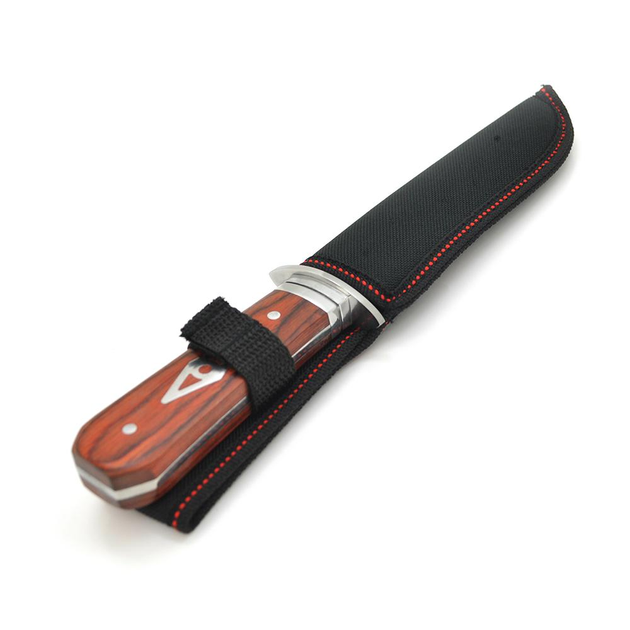 Нож для кемпинга SC-8111, Steel + red wood, Чехол - изображение 2