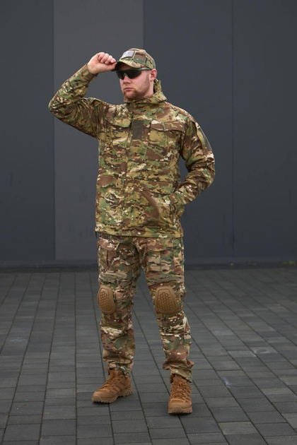 Тактический костюм Куртка парка и брюки с наколенниками цвет мультикам размер L - изображение 1