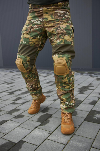 Тактические мужские брюки с наколенниками мультикам размер M - изображение 1