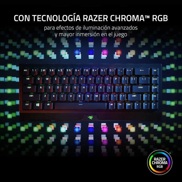 Ігрова бездротова клавіатура Razer BlackWidow V3 Mini HyperSpeed / Механічна / Green Switch / RGB підсвітка / UKR / Black - зображення 8