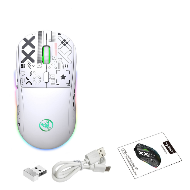 Мышь HYSJ Т90 бесшумная с аккумулятором 2,4G+Bluetooth White - изображение 7