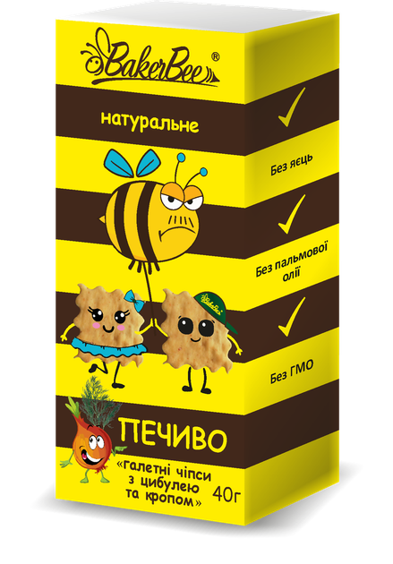 Печенье натуральное чипсы галетные с луком и укропом BakerBee 40 г ...