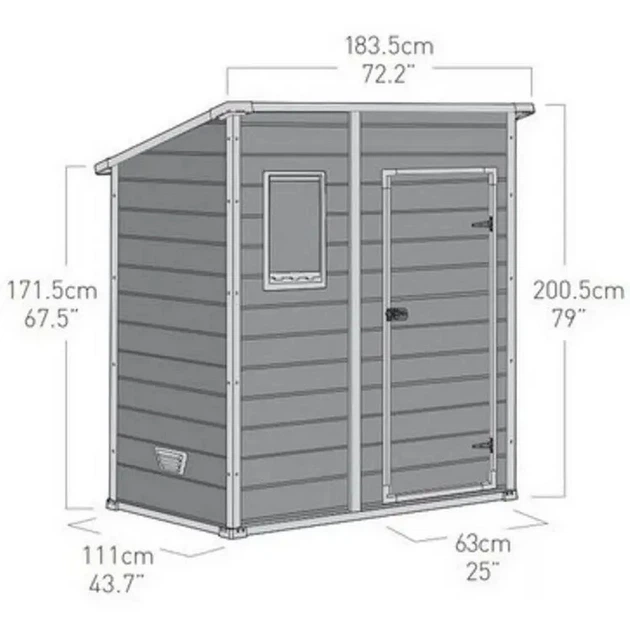 Садовий будиночок Keter Manor Pent 6x4 183х111 см сірий/білий 230394 - Фото 5 Садовий будиночок Keter Manor Pent 6x4 183х111 см сірий/білий 230394 - изображение 5