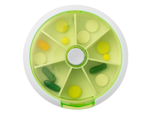 Органайзер для таблеток на 7 днів MVM Круглий Зелений - зображення 1