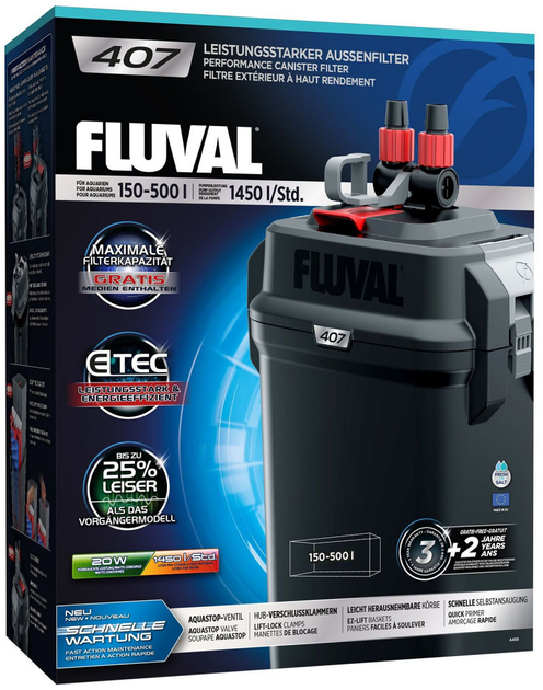 Фільтр акваріумний зовнішній Fluval Canister Filter 407 1450 л/год (0015561104500) - зображення 1