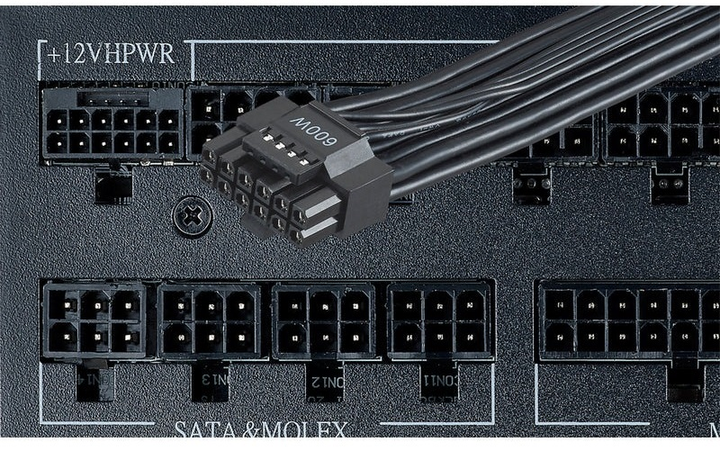 Блок питания 1000 Вт, AZZA, Black, модульный, 80+ Platinum, 12 см, 4xMolex / 12xSATA / 4x6+2-pin / 1x16-pin / 1x20+4-pin / 2x4+4-pin, защита UVP/OVP/OPP/OCP/SCP/OTP/AFC/SIP (PSAZ-1000P) - изображение 4
