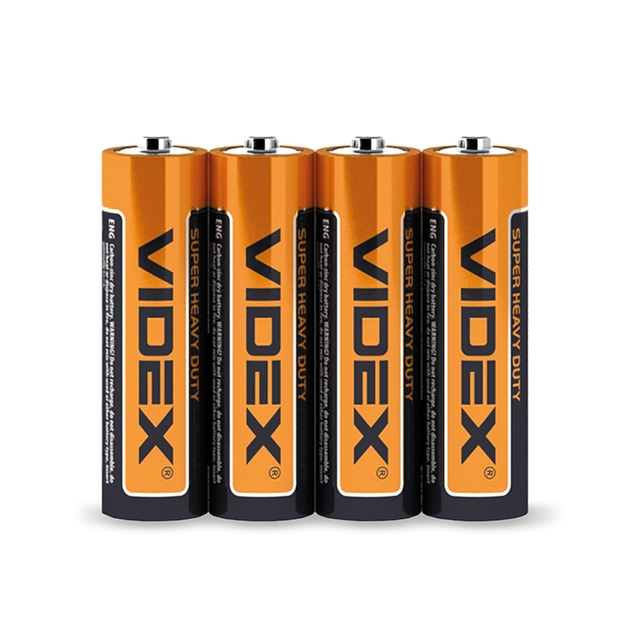Батарейка сольова Videx АА / R6P shrink 4 шт - Фото 1 Батарейка сольова Videx АА / R6P shrink 4 шт - зображення 1