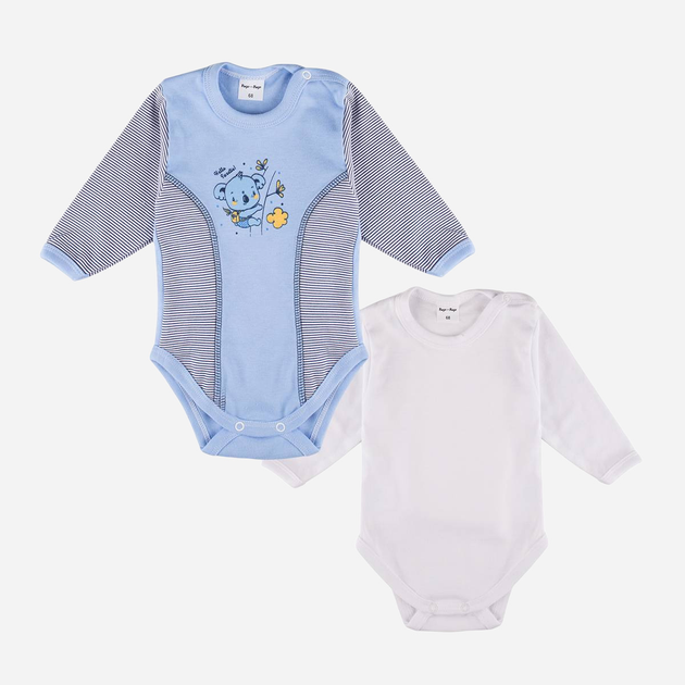Набір дитячих боді 2 шт для новонароджених для хлопчика Tup Tup T21B246-BN02 62 см Білий/Блакитний (5901845287401) - зображення 1