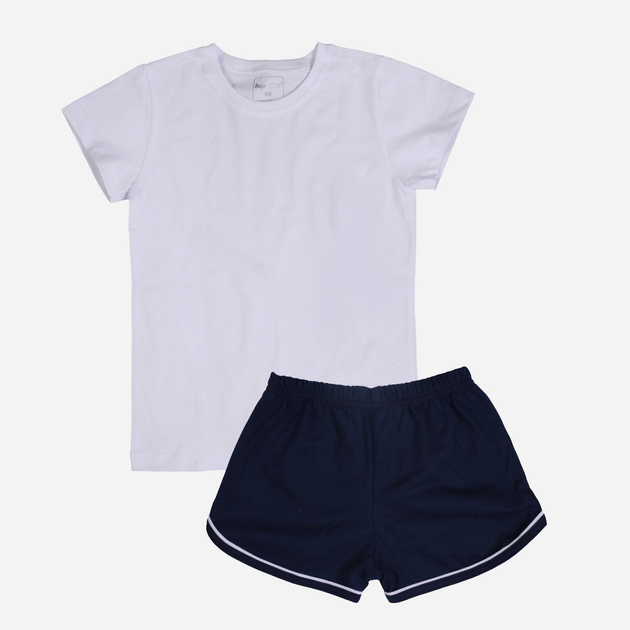 Дитячий комплект (футболка + шорти) для дівчинки Tup Tup SP100DZ-3100 122 см Білий/Темно-синій (5907744051839) - зображення 1