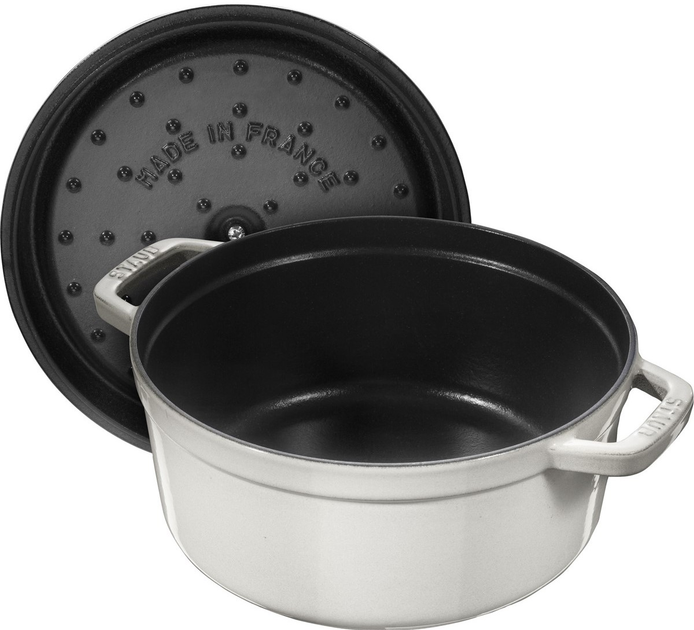 Каструля чавунна кругла Staub з кришкою білий трюфель 1.7 л (40501-409-0) - зображення 6