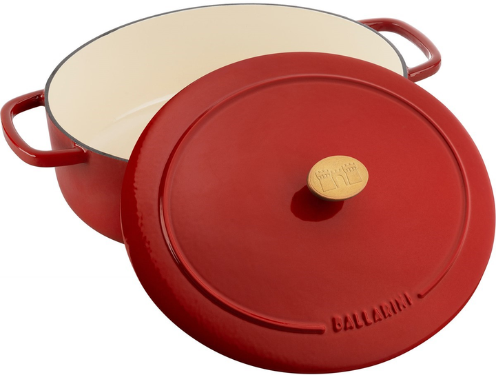 Garnek żeliwny owalny Ballarini Bellamonte z pokrywką czerwony 7.5 l (75003-568-0) - obraz 4