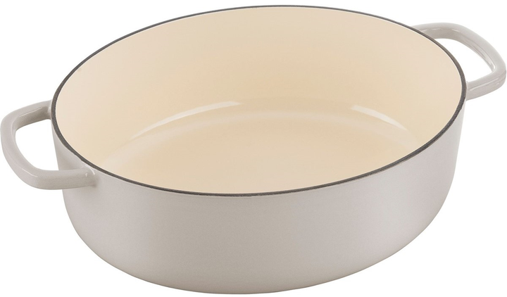 Garnek żeliwny owalny Ballarini Bellamonte z pokrywką kość słoniowa 6.5 l (75003-557-0) - obraz 6
