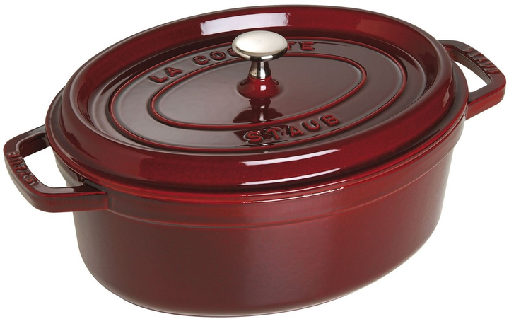 Каструля чавунна овальна Staub La Cocotte з кришкою гранатова 4.2 л (40509-364-0) - зображення 1