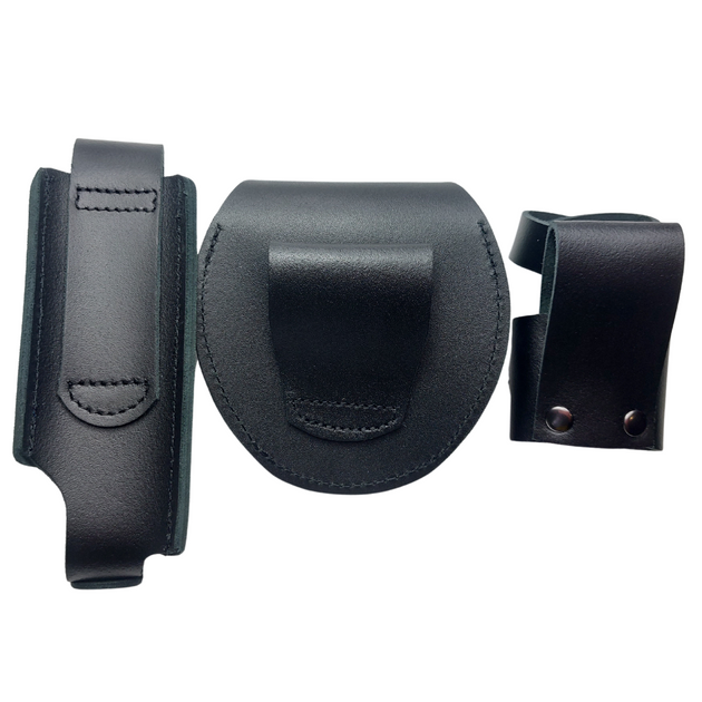 Комплект полицейского чехол для наручников + чехол для газового балончика Кобра 1Н + держатель дубинки Волмас кожа - изображение 2