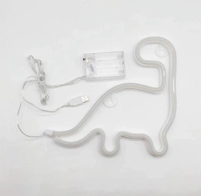 Настінний світильник Динозавр Dino на батарейках і USB Неоновий світлодіодний нічник для інтер'єру Decoration Lamp Теплий білий - зображення 3