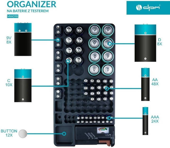 Organizer na baterie z testerem DPM MW098 (5906881209950) - obraz 10