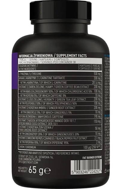 Spalacz tłuszczu OstroVit Fat Burner eXtreme 90 kapsułek (5902232610871) - obraz 3