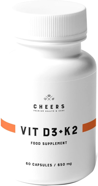 Suplement diety Cheers Vitamin D3+K2 60 kapsułek (5907222983027) - obraz 1