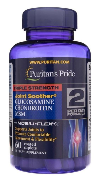Suplement diety Puritan's Pride Glukozamina Chondroityna & MSM 60 tabletek (0025077178971) - obraz 1