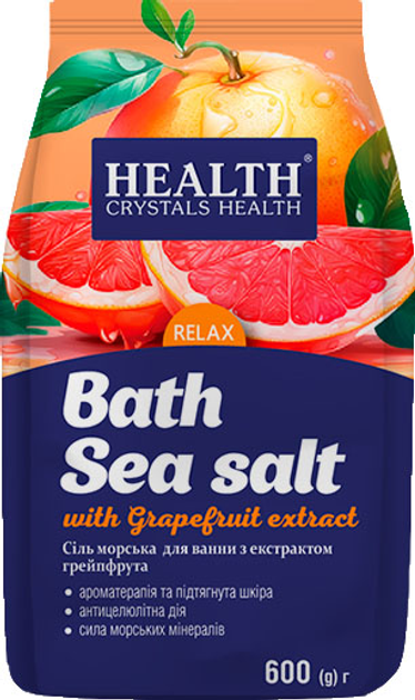 Упаковка Сіль морська натуральна Crystals Health з екстрактом Грейпфрута 600 г × 5 шт (4820106490446) - зображення 2