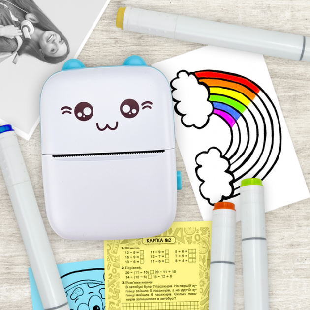 Портативный детский термопринтер Mini Printer мини принтер с рулоном термобумаги в комплекте работает от телефона - Фото 3 Портативный детский термопринтер Mini Printer мини принтер с рулоном термобумаги в комплекте работает от телефона - изображение 3