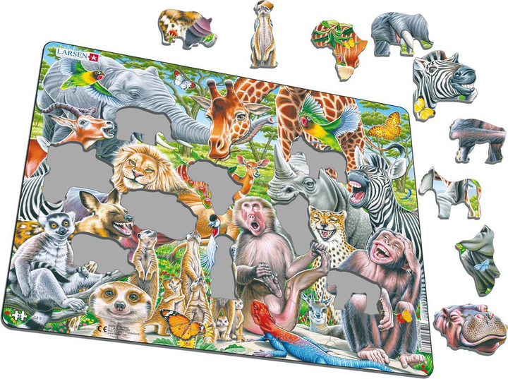 Puzzle Larsen Selfie Wesołe afrykańskie zwierzęta 43 elementy (7023852130667) - obraz 1