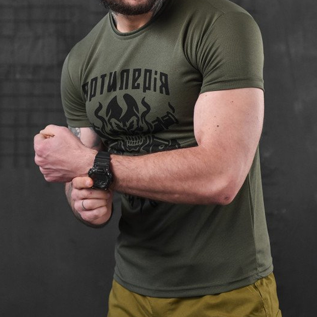 Потовідвідна чоловіча футболка Bayraktar Coolmax з принтом "Арта" олива розмір 2XL - зображення 2