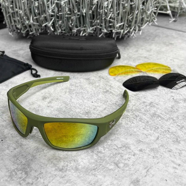 Защитные очки Under Armour с 3-мя сменными линзами и чехлом олива размер универсальный - изображение 2