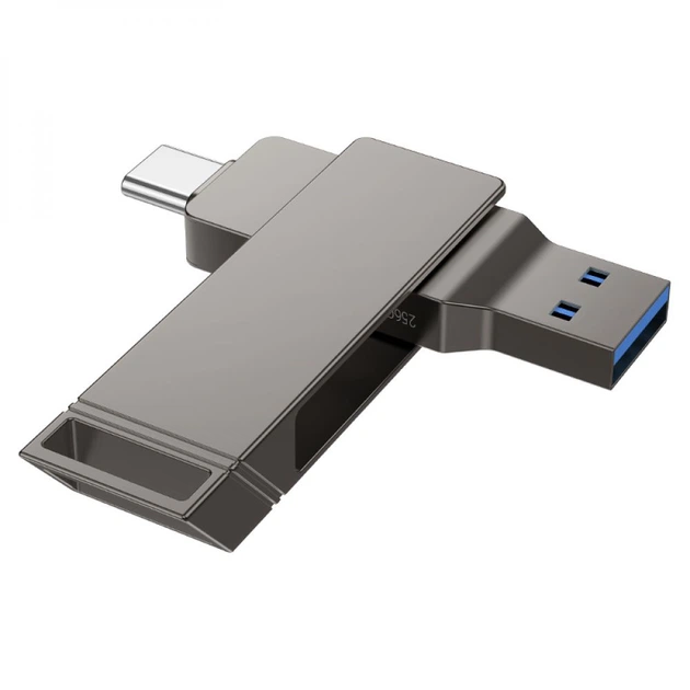 Флеш-накопитель Hoco UD15 Clever USB3.2 объемом 256 ГБ с разъемом Type-C в сером цвете. - Фото 3 Флеш-накопитель Hoco UD15 Clever USB3.2 объемом 256 ГБ с разъемом Type-C в сером цвете. - изображение 3