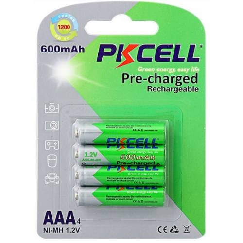 Аккумулятор PKCELL 1.2V AAA 600mAh NiMH Already Charged, 4 штуки в блистере цена за блистер, Q12 - Фото 1 Аккумулятор PKCELL 1.2V AAA 600mAh NiMH Already Charged, 4 штуки в блистере цена за блистер, Q12 - изображение 1