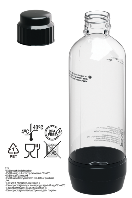 Бутылка SODA@HOME VENTUM Black 1000 ml (совместима с моделями ARDESTO SMW-01B и SMW-02B) - изображение 2