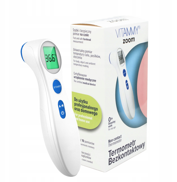 Безконтактний інфрачервоний термометр Vitammy Zoom (5901793641362) - зображення 1