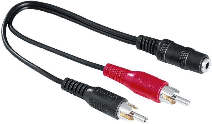 Adapter Hama Stereo mini-jack 3.5 mm - 2 x RCA-jack M/F Black (4047443434807) - obraz 1