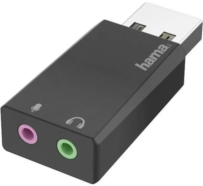 Адаптер Hama USB Type-A - 2 x mini-jack 3.5 мм M/F Black (4047443437242) - зображення 1