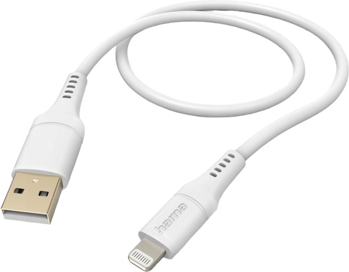 Kabel Hama Flexible USB Type-A - Lightning M/M 1.5 m White (4047443486363) - obraz 1