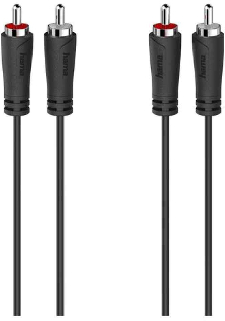 Kabel Hama 2x RCA-jack - 2x RCA-jack M/M 1.5 m Black (4047443434319) - obraz 1