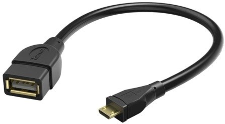 Kabel Hama micro-USB - USB Type A M/F 0.15 m Black (4047443328298) - obraz 1
