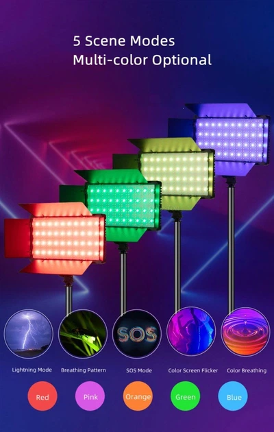 Профессиональный видеосвет Varicolor PRO LED U600+ RGB (3200-5600K) с сетевым адаптером + Штатив - изображение 6