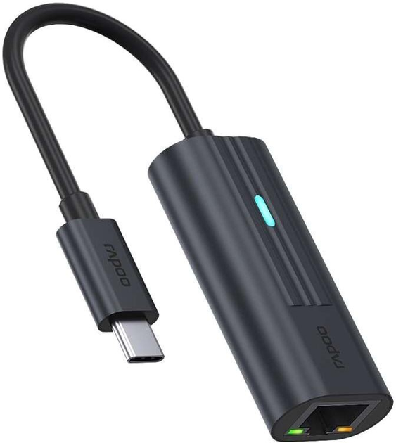 Адаптер Rapoo UCA-1006 USB Type-C - RJ-45 M/F Black (6940056114082) - зображення 1