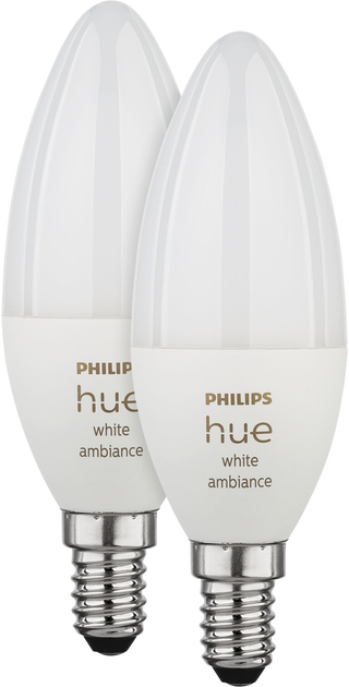 Набір світлодіодних ламп Philips Hue E14 4W 2 шт White Ambiance (8719514356733) - зображення 2