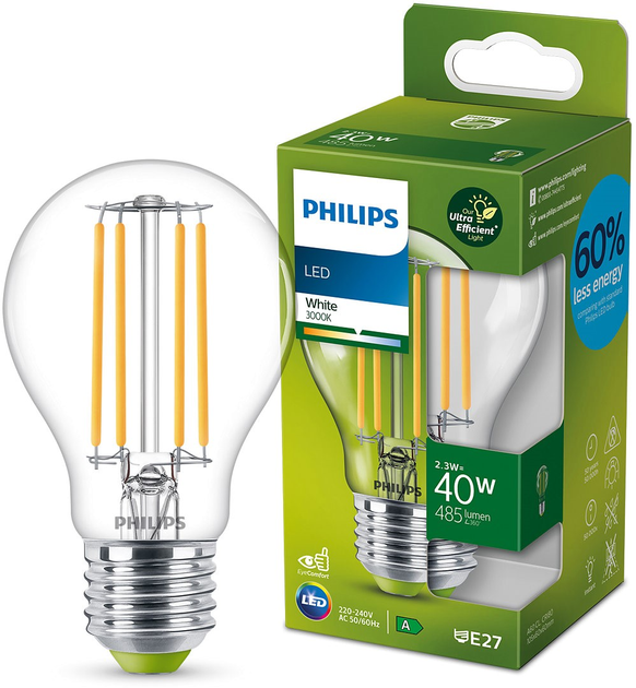 Світлодіодна лампа Philips UltraEfficient A60 E27 2.3W White (8719514343726) - зображення 1