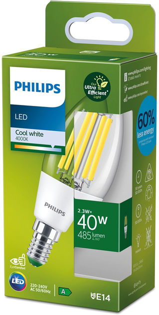 Світлодіодна лампа Philips UltraEfficient B35 E14 2.3W Cool White (8720169188150) - зображення 1