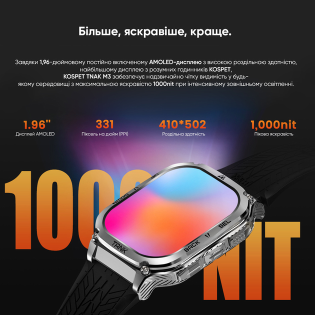 Чоловічий годинник Kospet Smart Tank M3 Silver - зображення 10