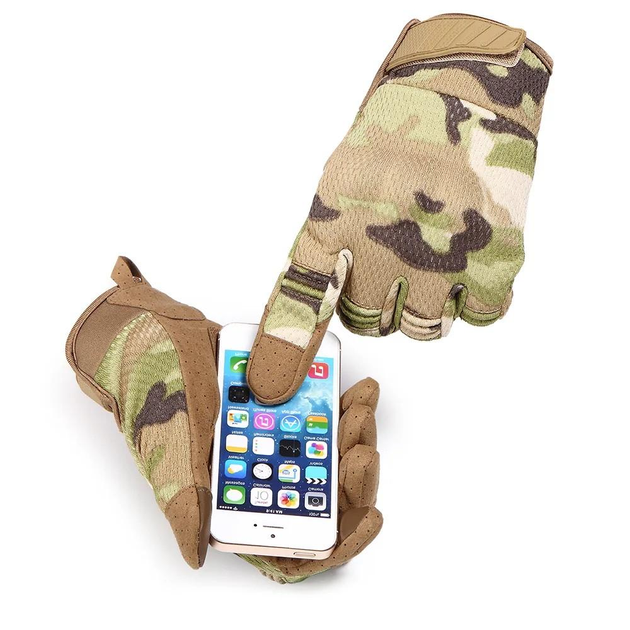 Перчатки сенсорные тактические полнопалые с защитой костяшек пальцев L Мультикам - изображение 1